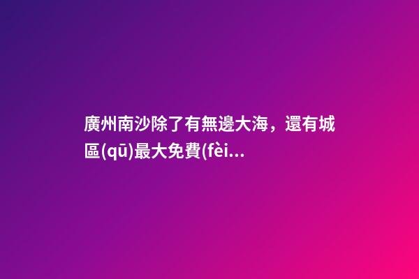 廣州南沙除了有無邊大海，還有城區(qū)最大免費(fèi)森林公園，名字拗口